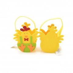 Felt bag in the shape of an Easter chick - 14 cm x 13 cm x 6.5 cm - yellow, green, red