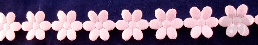 Satin flowers trim - light pink - width 2 cm