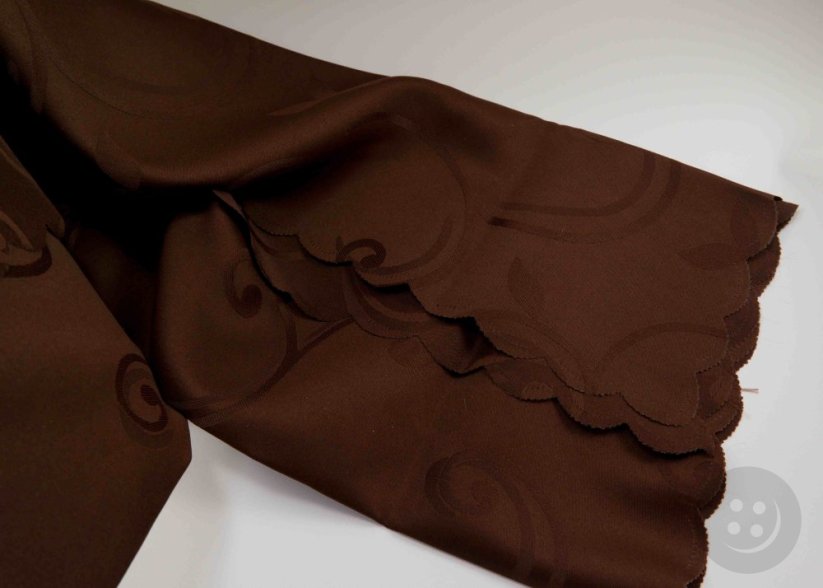 Teflon water-repellent square dark brown tablecloth with spirals