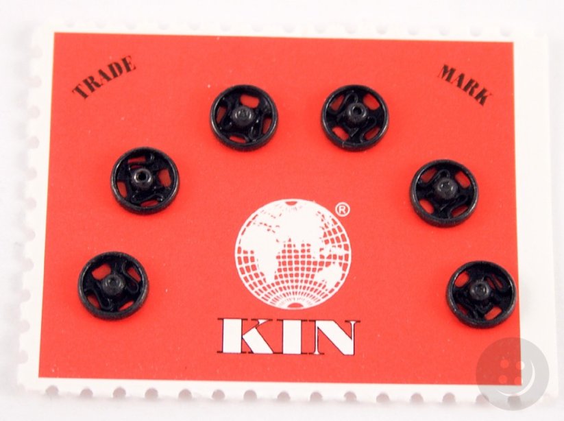 Metal KIN snaps 6 pcs - black - diameter 0,7 cm, nr. 1/2