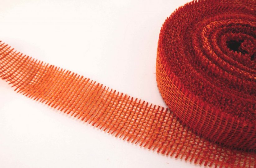 Jute linen ribbon - brown-orange - width 4 cm