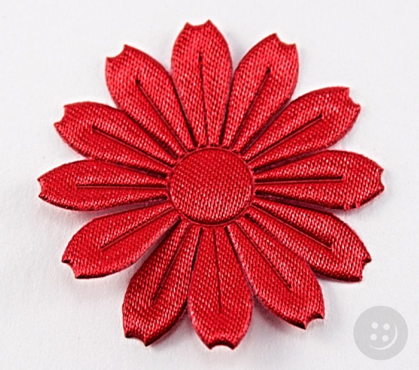 Sew-on flower - red - diameter 3.5 cm