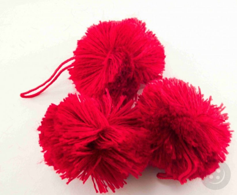 Pompom with loop (5 cm) - red