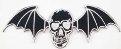 Iron-on patch - skull with wings - size 12 cm x 5.5 cm