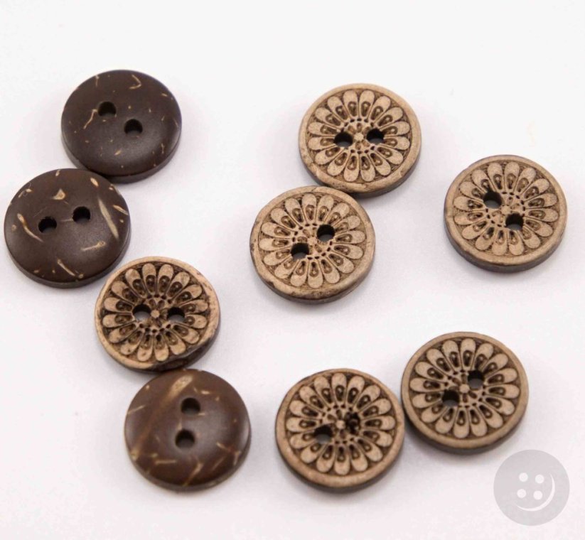 Hole shirt button - coconut - sun motif - beige - diameter 1.27 cm