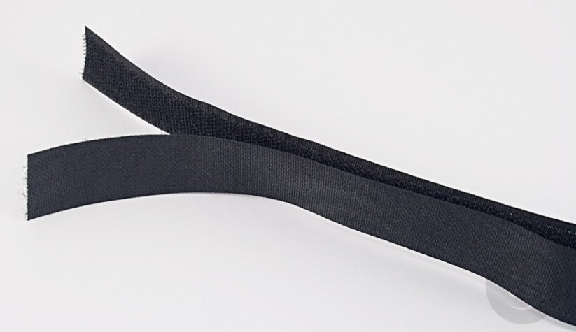 Sew-on velcro tape - black - width 2,5 cm