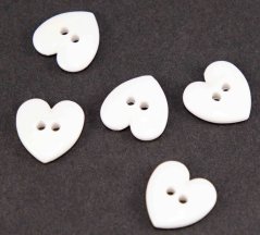 Heart - button - white - dimensions 1,4 cm x 1,4 cm