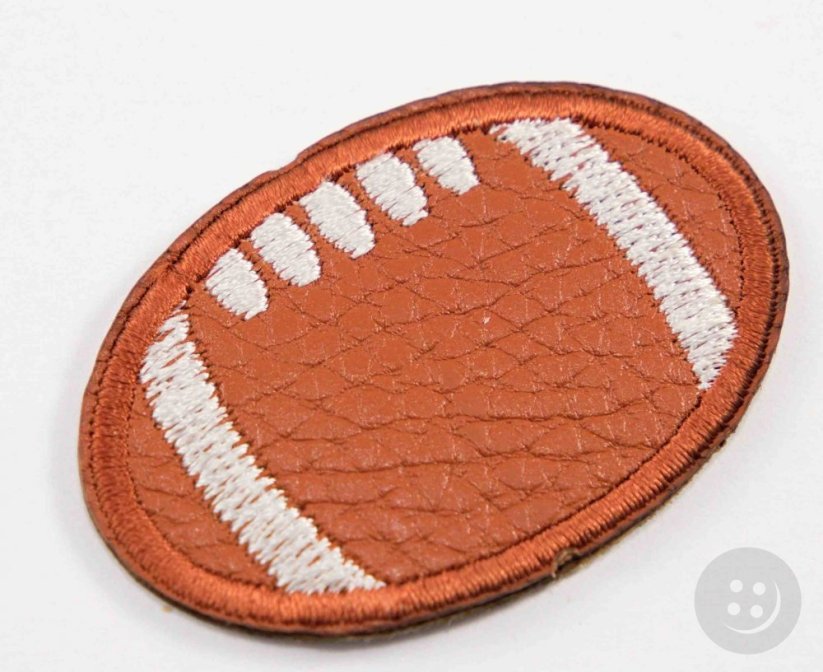 Iron-on patch - rugby ball - size 3.5 cm x 5.5 cm - cinnamon