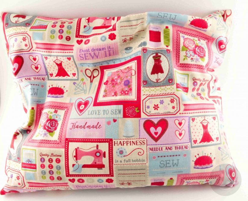 Buckwheat pillow - pink patchwork - dimensions 35 cm x 28 cm