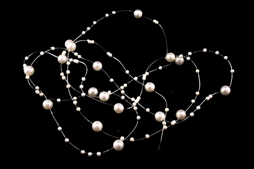 Pearl beads threaded on a silicone cord - pearl - diameter 0.7 cm - length 130 cm