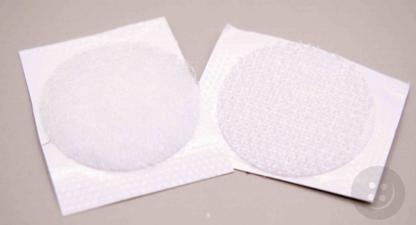 Self-adhesive Velcro - wheel - white - diameter 2.5 cm