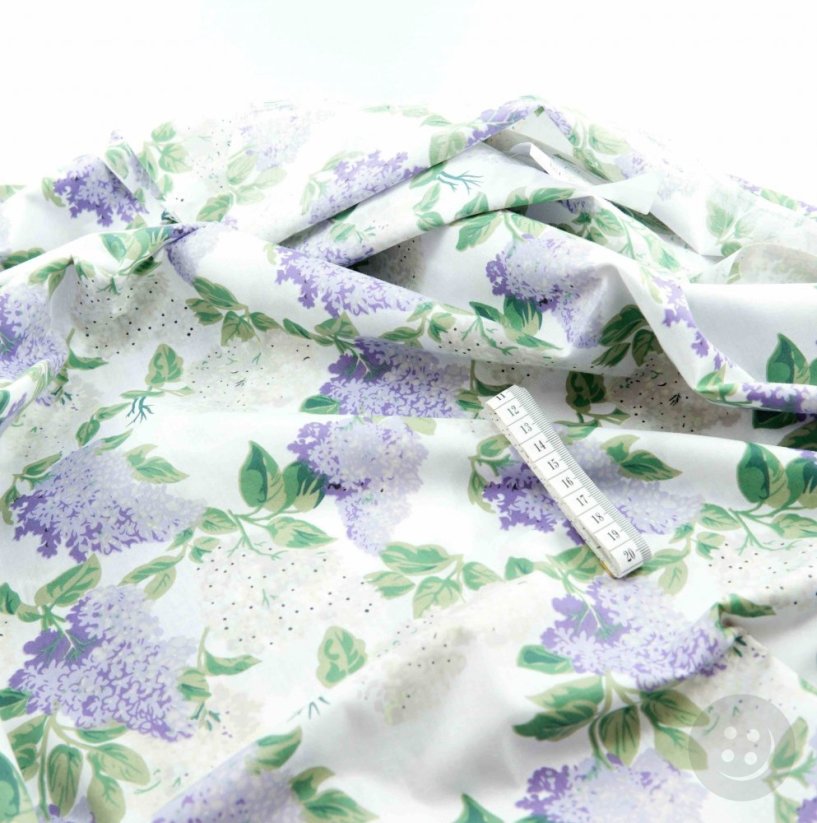 Bavlnené plátno - fialový orgován na bielom podklade