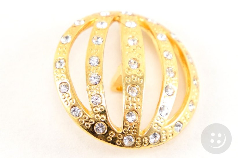 Luxury metal button - gold with stone straps - diameter 3 cm