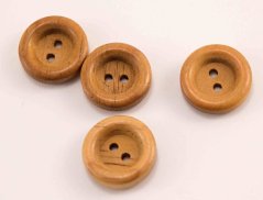Wooden sew-through button - wide rim - dark beige - diameter 1.8 cm