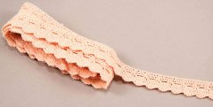 Bavlněná paličkovaná krajka - lososová - šířka 2 cm