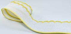 Embroidery tape white with a yellow border
