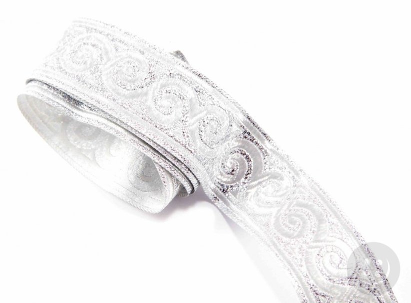 Silver braid with silver waves - silver - width 3,3 cm