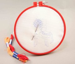 Dětská předloha na vyšívání s plastovým rámečkem - židlička - průměr 15 cm
