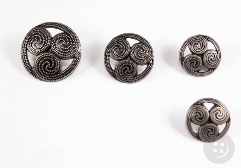 Luxurious shank button - Dark silver  - diameter 1,8 cm