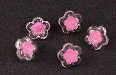 Children's button - pink flower on a transparent background - diameter 1.5 cm