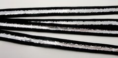 Mettalic gimp braid trim - black, silver - width 0,9 cm