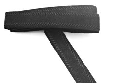 Schwarzer matter BH- und Dessousgummi mit dekorativem Rand, Breite 1,4 cm