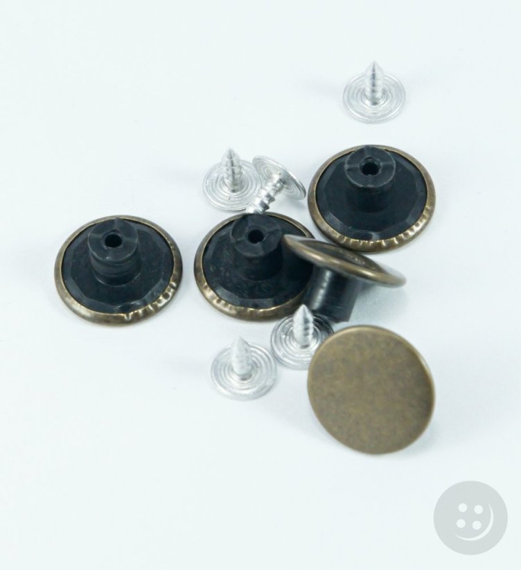 Jeans tack buttons - antique brass - diameter 1.7 cm