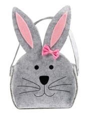 Felt bag in the shape of a bunny - 21 cm x 14 cm x 7.5 cm - gray, pink, black