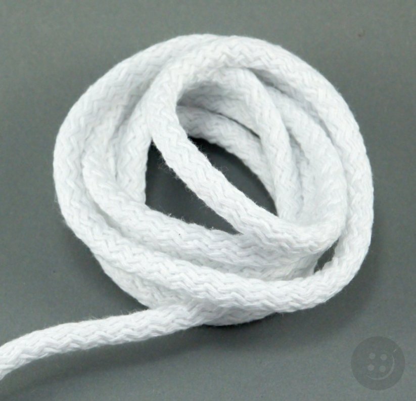 Bavlněná oděvní šňůra -  bílá - průměr 0,5 cm