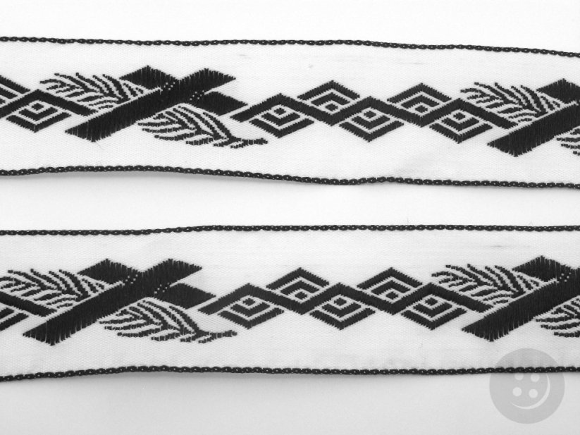 Band mit Muster - schwarz, weiß - Breite 2,6 cm