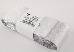 Ozdobná taftová stuha - stříbrná - šířka 0,3 cm - 7,2 cm