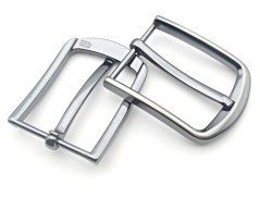 Metal belt buckle with prong and arch – glossy dark silver