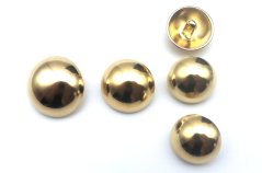 Luxuriöser goldener Metallknopf mit Steg, extra gewölbt, hochglänzend, Durchmesser 1,74 cm