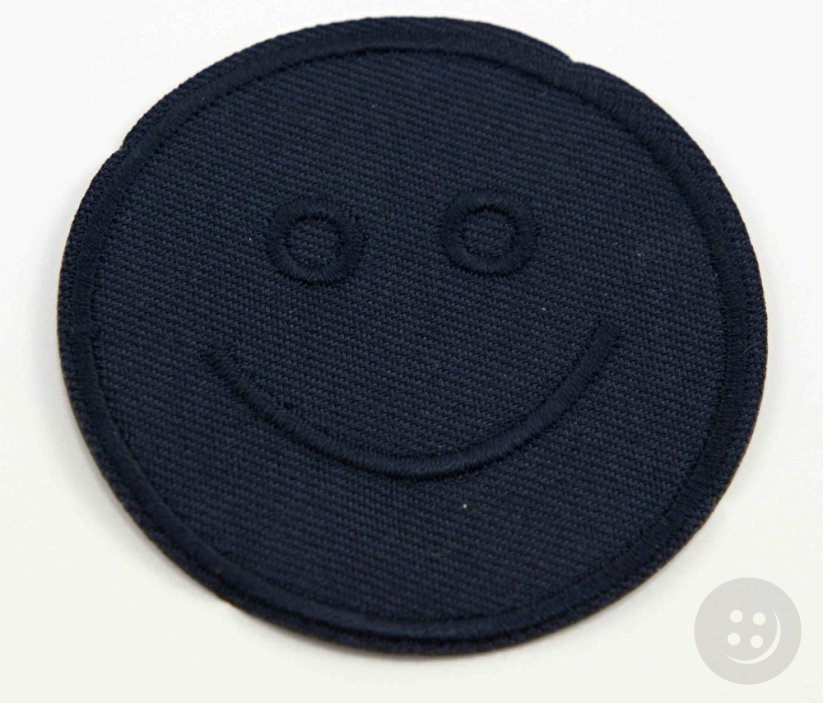 Iron-on patch - smiley face - 6 cm - dark blue