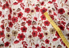 Bavlnené plátno - maky na bielom podklade