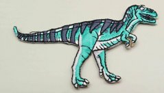 Nažehlovací záplata - Velociraptor - tyrkysová - rozměr 10 cm x 5 cm