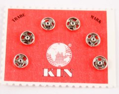 Metal KIN snaps 6 pcs - silver - diameter 0,6 cm, nr. 0