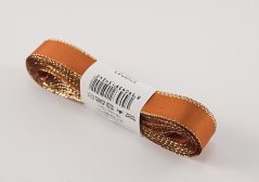 Taftové stuhy se zlatým okrajem - hnědá, zlatá - šířka 0,6 cm - 4 cm