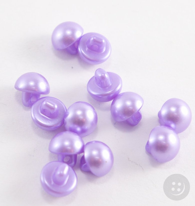 Knoflík perlička se spodním přišitím - světle fialová - průměr 0,9 cm