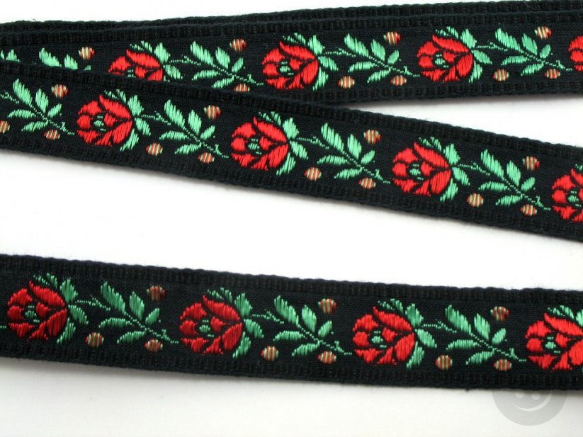 Festive ribbon - black - width 1,6 cm
