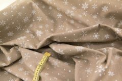 Bavlnené plátno - biele vločky na režnom podklade - šírka 150 cm