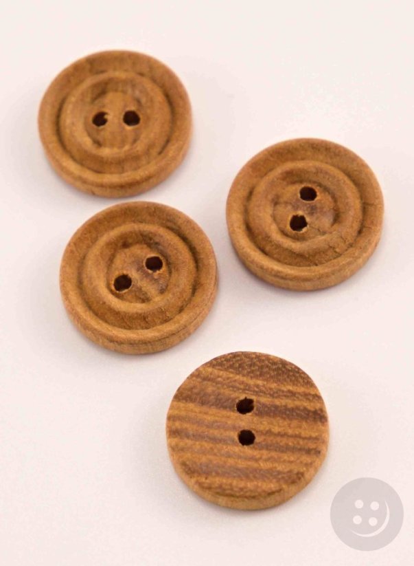 Wooden sew-through button - with circle - beige - diameter 1.6 cm