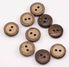 Hole shirt button - coconut with stitched edge - beige - diameter 1.27 cm