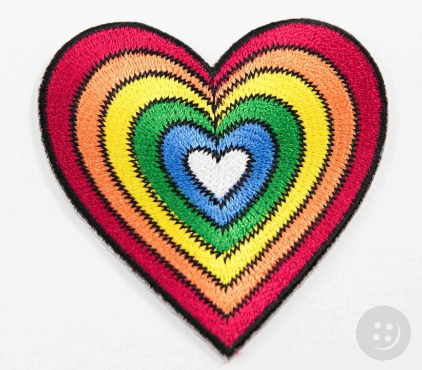 Iron-on patch - Heart - dimensions 5,5 cm x 7 cm - iridescent