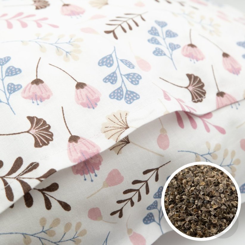 Kissen gefüllt mit BIO-Buchweizenschalen - kleine Blumen - Größe 35 cm x 28 cm