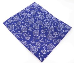 Cotton scarf - tulips on a blue print - size 65 cm x 65 cm