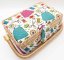 Textile cassette for sewing supplies - cream, blue, brown - dimensions 27.5 cm x 19.5 cm x 11.5 cm