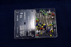 Špendlíky s barevnou skleněnou hlavičkou, Galant - 10 g - délka 3 cm