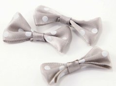Satinschleife 2 cm x 4 cm - grau mit Tupfen
