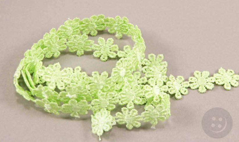 Vzdušná čipka kvetinka - svetlo zelená - width 1,8 cm